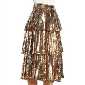 Brand new, tags still on gold tired sequin skirt